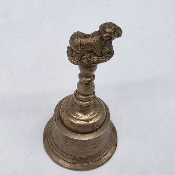 Vintage Brass Bell With Ram Figurine Handle With High Frequency Tone - Picture 7 of 9